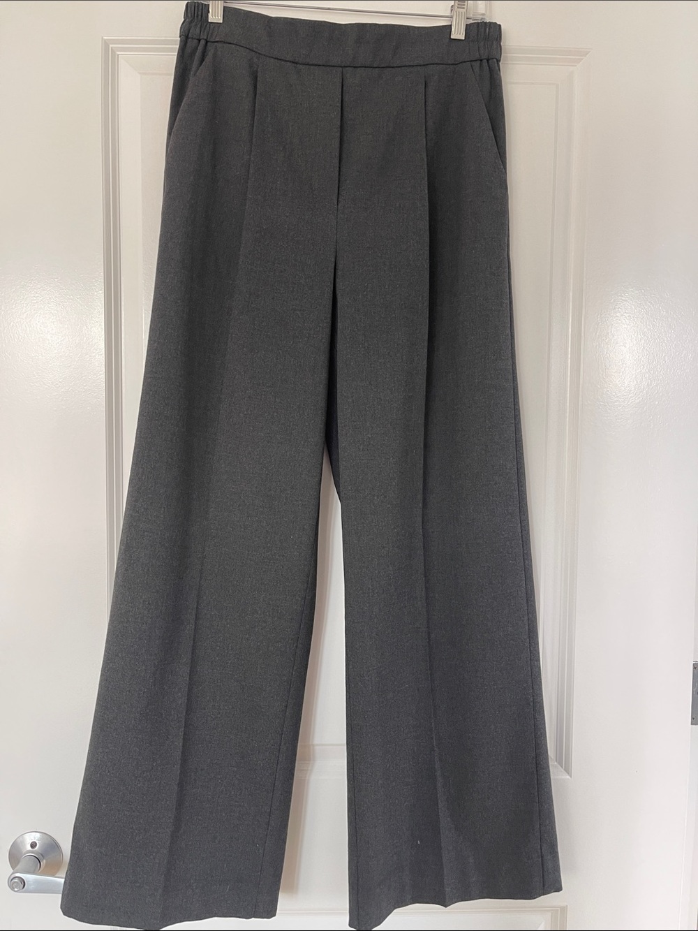 Classic Wide-Leg Dress Pants - Charcoal Gray